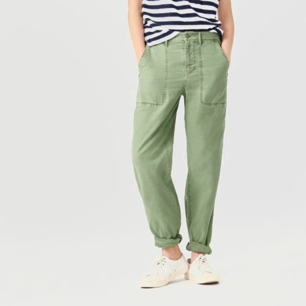 New NWOT Women’s J.Crew Garment Dyed Foundry Pants in Fatigue Green (00P)